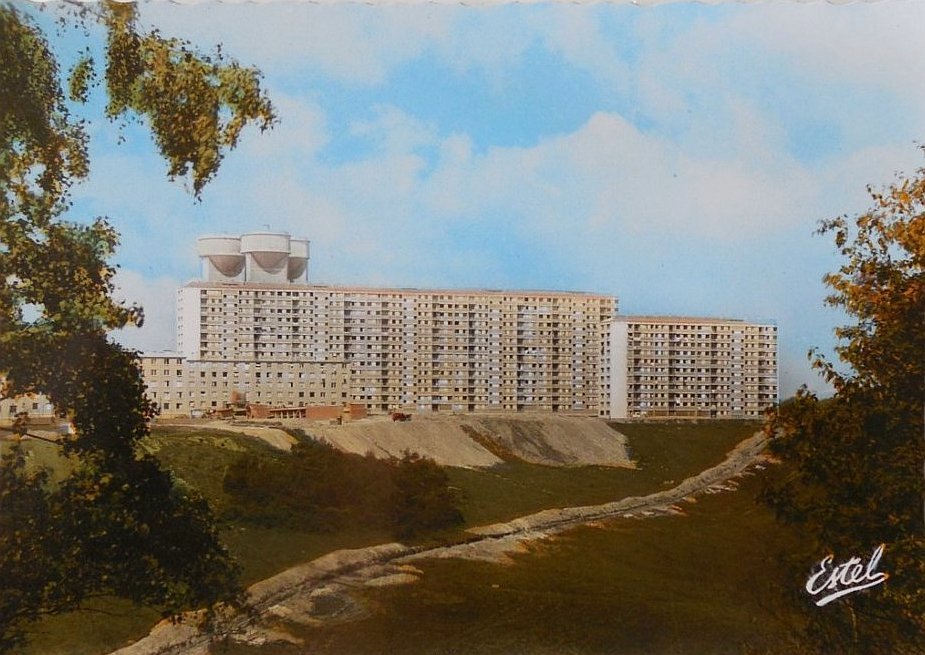 furtho:  Vintage postcard of tower blocks, Sapins, Rouen (via here) 