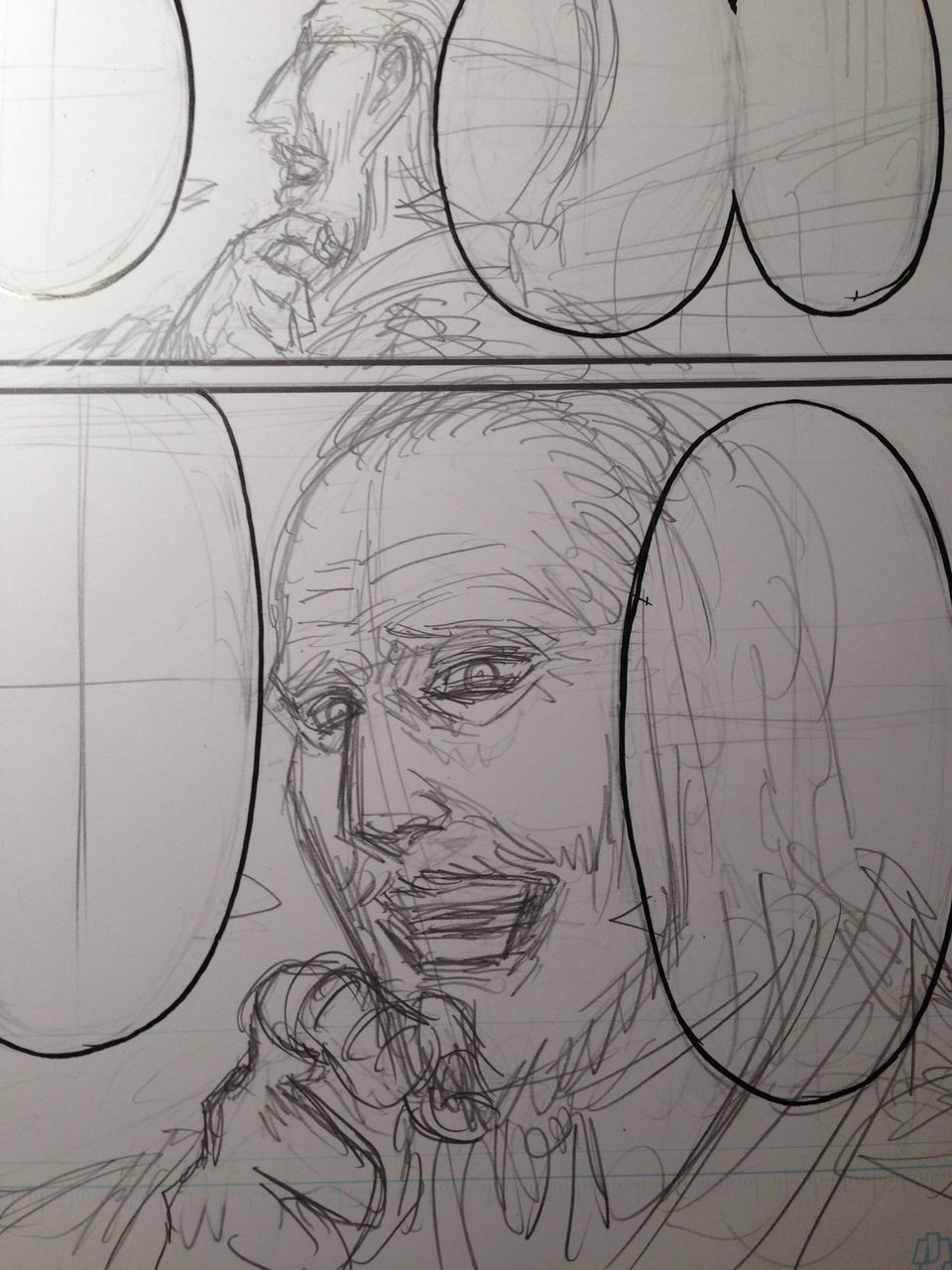 Isayama blogs the in-progress sketch of Darius Zackly from SnK chapter 62! (Source)Looking