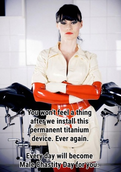 mrs-edge-says:Mrs Edge says that every single day is Male Chastity Day.…More captions at:http://Mrs-Edge-Says.tumblr.com Lucky me!! 😍😍🔐