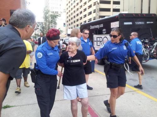 angelclark:  Hedy Epstein, 90-Year-Old Holocaust Survivor, Arrested During Michael Brown Protest  Hedy Epstein, a 90-year-old Holocaust survivor, was arrested on Monday during unrest over the death of Michael Brown,KMOV reports. Epstein, who aided Allied
