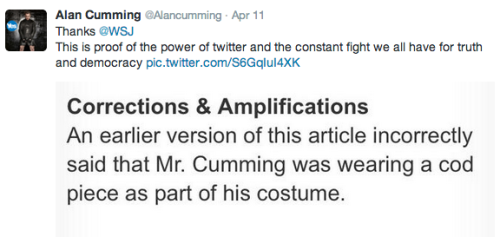 fallontonight: Alan Cumming might have requested the greatest Wall Street Journal retraction ever.