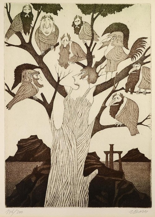 amare-habeo:  Adolf Born (Czech, born 1930)  Tree (Antiquity), N/DEtching on paper, 33 x 23,7 cm