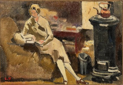 A Quiet Moment     -   Louis Valtat  French  1869 - 1952Oil on panel, 17.78 x 26.67 cm.