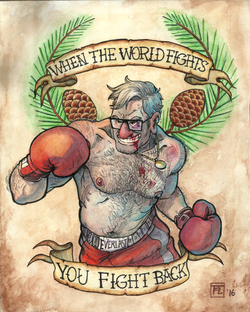 grunklereblogs: strampunch: “When the world fights, you fight back” Watercolor art trade I did with