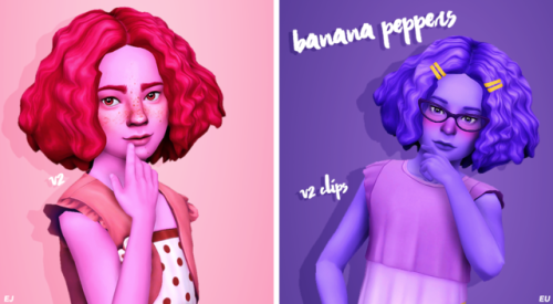 berryconfetti: Banana Peppers hair conversion by @naevys-sims recolouredPalettes Preview76x @noodles