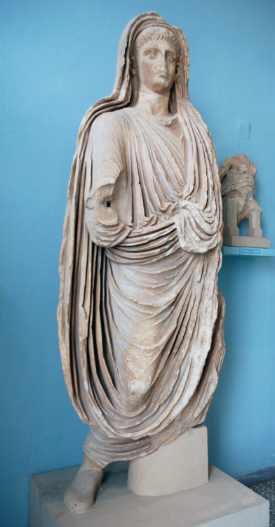 myglyptothek: Statue of emperor Tiberius. I century AD. Marble. Archaeological Museum of Eleusi