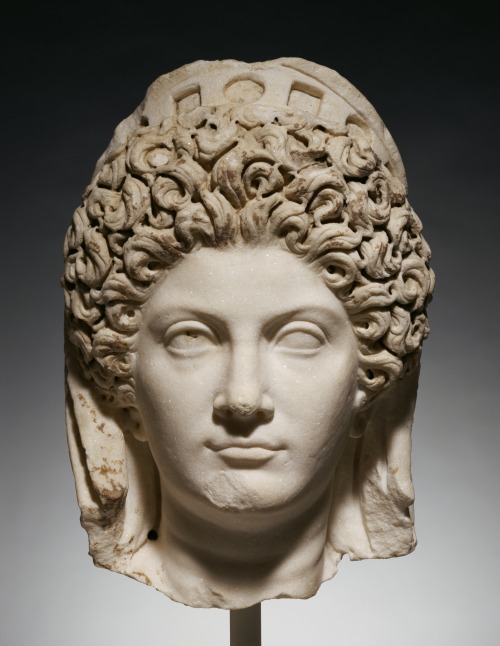 Portrait head of Julia TitiRoman, c. 90 A.D.marble with polychromyGetty Museum