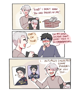 randomsplashes:when ur embarrassed af because ur fiance found the posters but it turns both of u have been fanboying each other lmao (insp)
