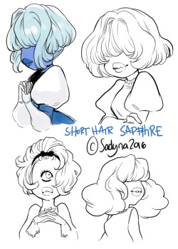 sadynaxart:  Many people have requested short haired Sapphire and I wanted to try to draw her for a while too. So  some Sapphire sketches!  