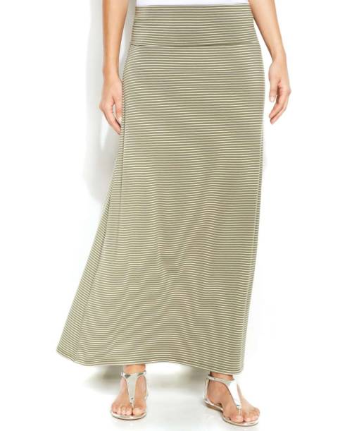 Vince Camuto Striped Foldover-Waist Maxi SkirtShop for more like this on Wantering!