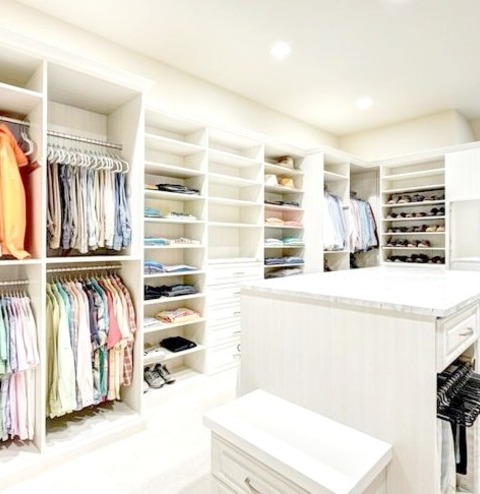 Dressing Area - ClosetDressing Room: Large Transitional Dressing Room Idea With Raised-panel Cabinets