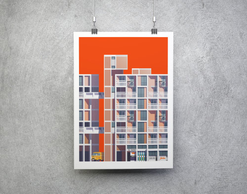 I just illustrated this — Sheffield’s Park Hill Flats! It features The Parkway, one of the four orig