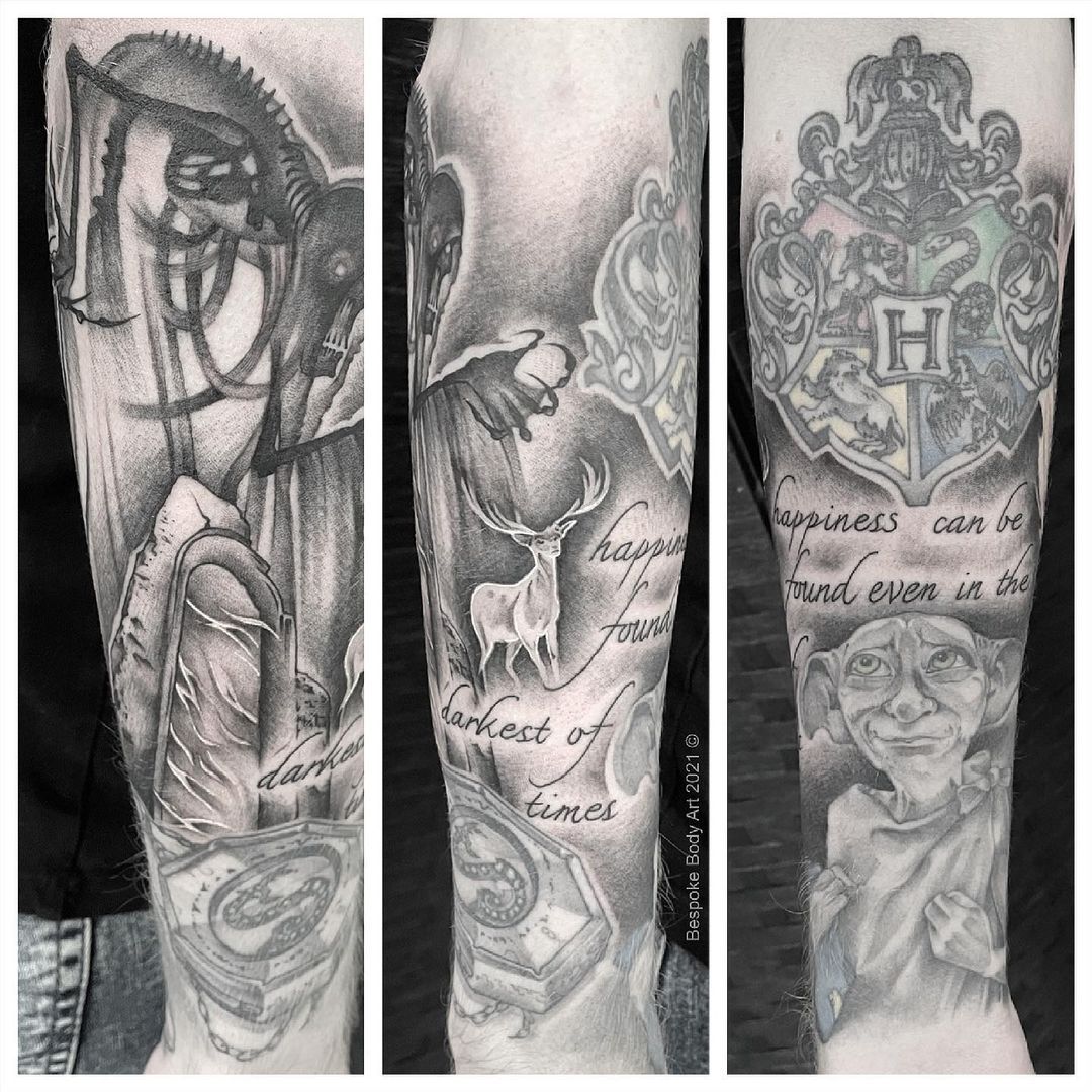 19 Harry Potter Tattoos for Wizards Muggles and Mudbloods Alike  Harry  potter tattoo sleeve Harry potter tattoos Harry tattoos