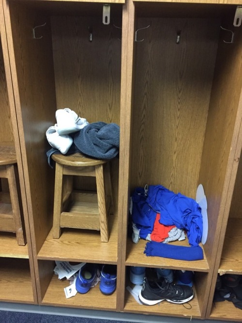 The smell of alpha stud sweat and testosterone fill this locker room