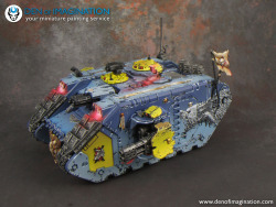 tylerdscott:  Space Wolves Land Raider by Julka of Den of Imagination. That freehand wolf is pretty rad.