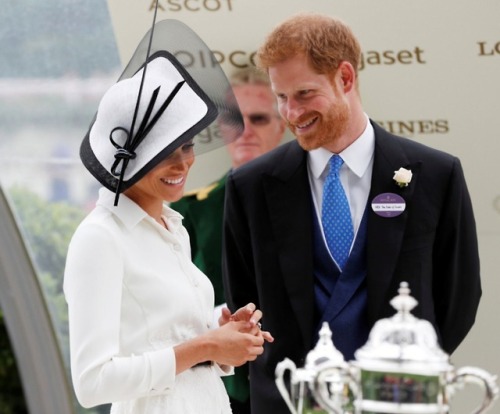 The Duke and Duchess of Sussex attend the first day of the Royal Ascots! Givenchy White ShirtdressPh