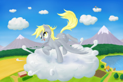 paperderp:  Derpy stomping cloud by ~Tevervin