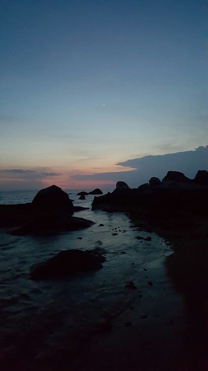 Dusk over the ocean and a lightning storm, Pulau Tioman