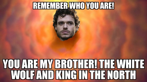 theblackwolfking - Robb looking down at Jon This is how the beginning of season 8 will start