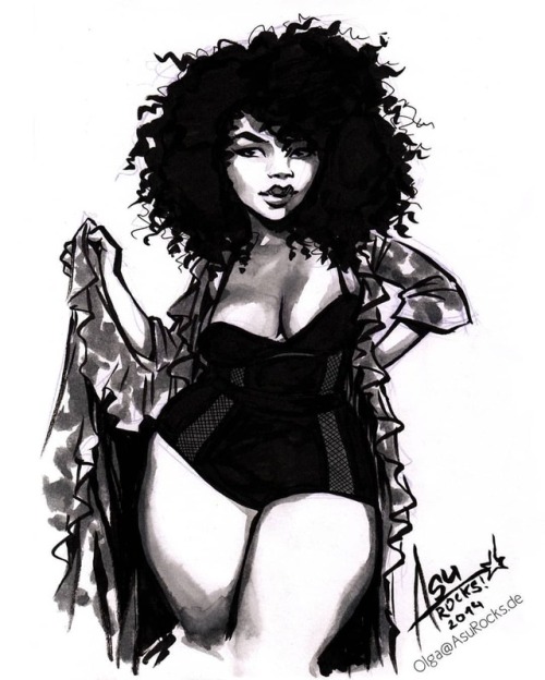 #inktober throwback: this was my first inktober pic ever, featuring the stunning @curvycampbell! don