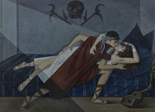 hildegardavon:Emile Chambon, 1905-1993Antoine et Cléopâtre, 1960, oil on panel, 79x109 
