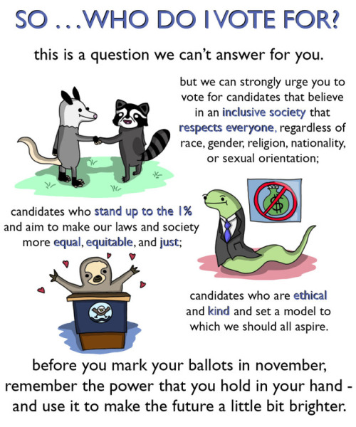 lizclimo:REPOST @TinySnekComics - you know what’s cool?  VOTING THIS NOVEMBER!!! if you retweet anyt