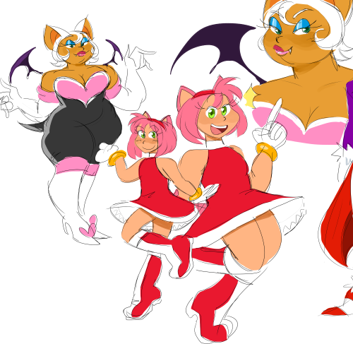 rouge n amy doodles! + my human designs of them 