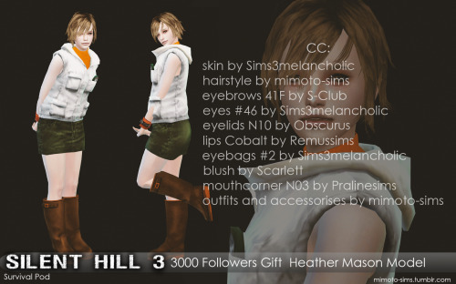 Silent Hill 3 Heather Mason Model (3000 Followers Gift)skin,  eyes,  eyebags   by @si