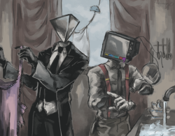 0chromat:  thatdappertellybloke:  Imagine Property of Magnus, in which RGB borrows a tie and nothing hurts.  So cool!! I really like the sepia tones and brush-y strokes!