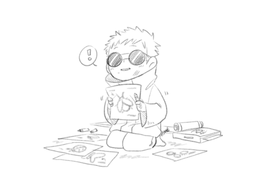 waterrolls: timethehobo:Just a tiny Shino taking his papa’s research notes and encyclopaedias 