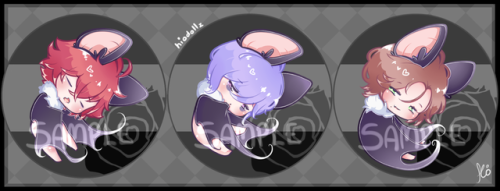 hiodollz-moved:Three of the 10 Button / Sticker Designs for some of the Diabats merch I’m working on