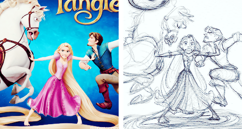 mickeyandcompany:  Sketches (by Glen Keane) and final animation 