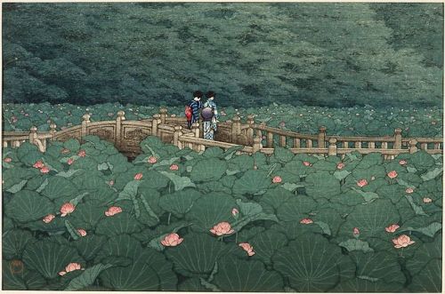 Hasui Kawase - The Pond at Benten Shrine in Shiba - 1929