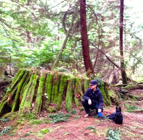 Neo and me, hanging out with tree stump.