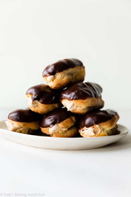 pinterestfoodie1992:HOMEMADE ECLAIRS WITH PEANUT BUTTER MOUSSE FILLING