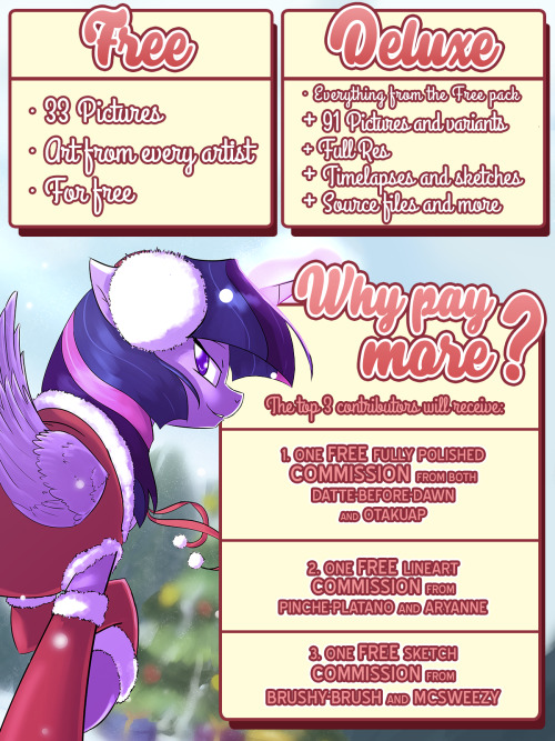 clopforacause: The Clop for a Cause 2 art pack is now live! This holiday season we’ve gathered together to bring you all a lovely gift: Sexy pony art for free! Additionally for a super low cost you’ll get additional pictures, edits, high resolution