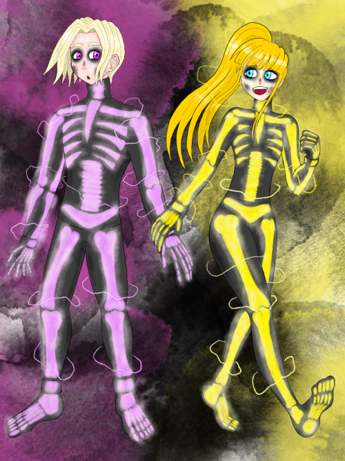 Eddie And Lilin As Skleletons Very Old Halloween Drawing By Ninjon-chan From 2019.