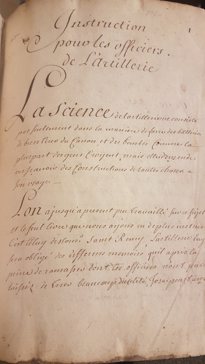 LJS 219 - Instruction pour les officiers de l'artillerieThis French manuscript is a treatise on arti