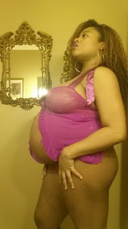 lovemesomepregnantbitchez: PREGGO LOVERS! MILK LOVERS!! EBONY GODDESS WORSHIPPERS!!!  THIS is Goddess Cherry!  She has THREE WEEKS UNTIL SHE POPS!  She’s ready to burst, but has more than enough freak left in her for anyone who wants it!    The question