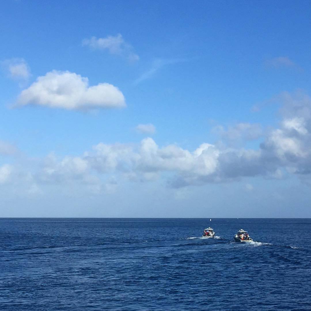 Two of the three boats we have for the #CuracaoExpedition2015. These teams are heading off to the north shore to take advantage of good weather and wind. Good luck out there! #BlueHalo #curacao #korsou #teamwaitt @waittfoundation