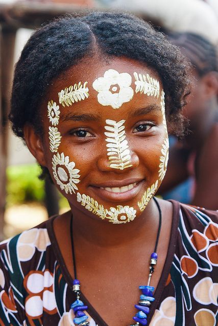 Women of Madagascar2. A young Sakalava woman, with her beauty mask, in Nosy Komba by Pierre-Yves Bab