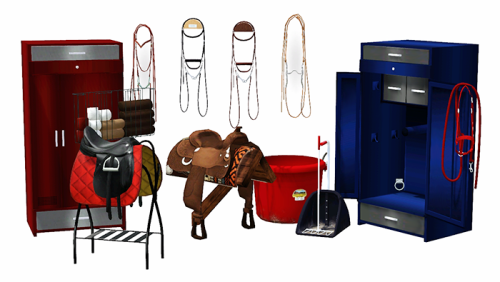 equus-sims: New tack room set at Equus-Sims. Around 20 new meshes to complete your barns. No registr