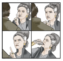 amazonmandy: Leia is over your shit, Poe.🔪🌟In light of all the bad, we have Leia in Ep 9 to look forward to. I doodled this as therapy.