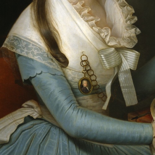 Miniature portrait as jewellery in 18th century portraitsGrace Newman, painted by Thomas Beach betwe