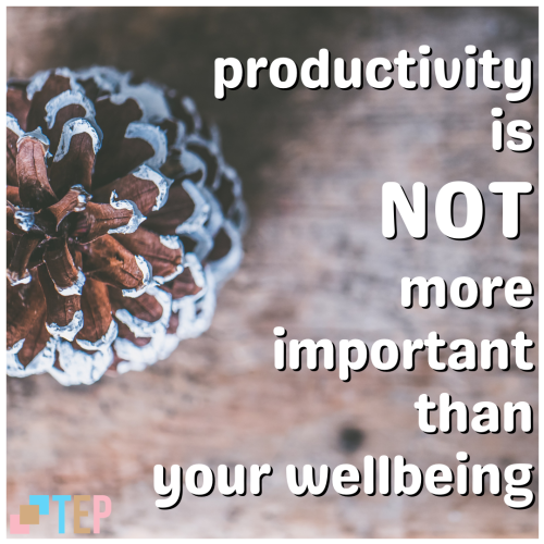 Productivity is NOT more important than your wellbeing. Getting things done is NOT more important th