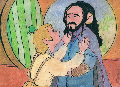 jossujb:  One of those AUs where Bilbo only thought Thorin to be dead, but he isn’t. I didn’t think about specifics - google yourself a fic if you’re interested. There so many people much better to figure out stories than I am. Though my best guess