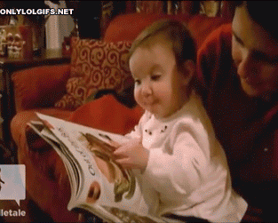caseyanthonyofficial:  onlylolgifs:  Baby thinks she can eat food from the magazine  What an idiot 