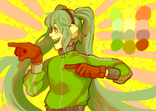 miku!!! miku!!! woo eee wooAND color prompts for martch day 8 n 9! complimentary and analogous :}