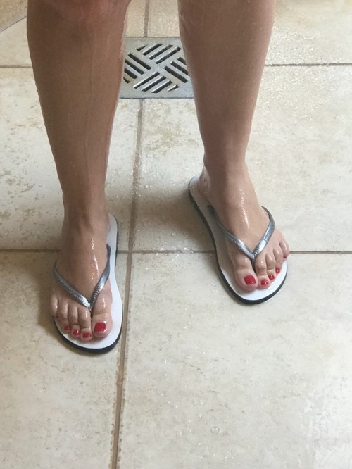 Silver flip flops on Flip Flop Friday.