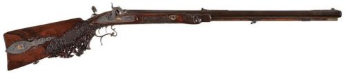 Exhibition quality engraved, gold and silver inlaid, relief carved percussion target rifle crafted b
